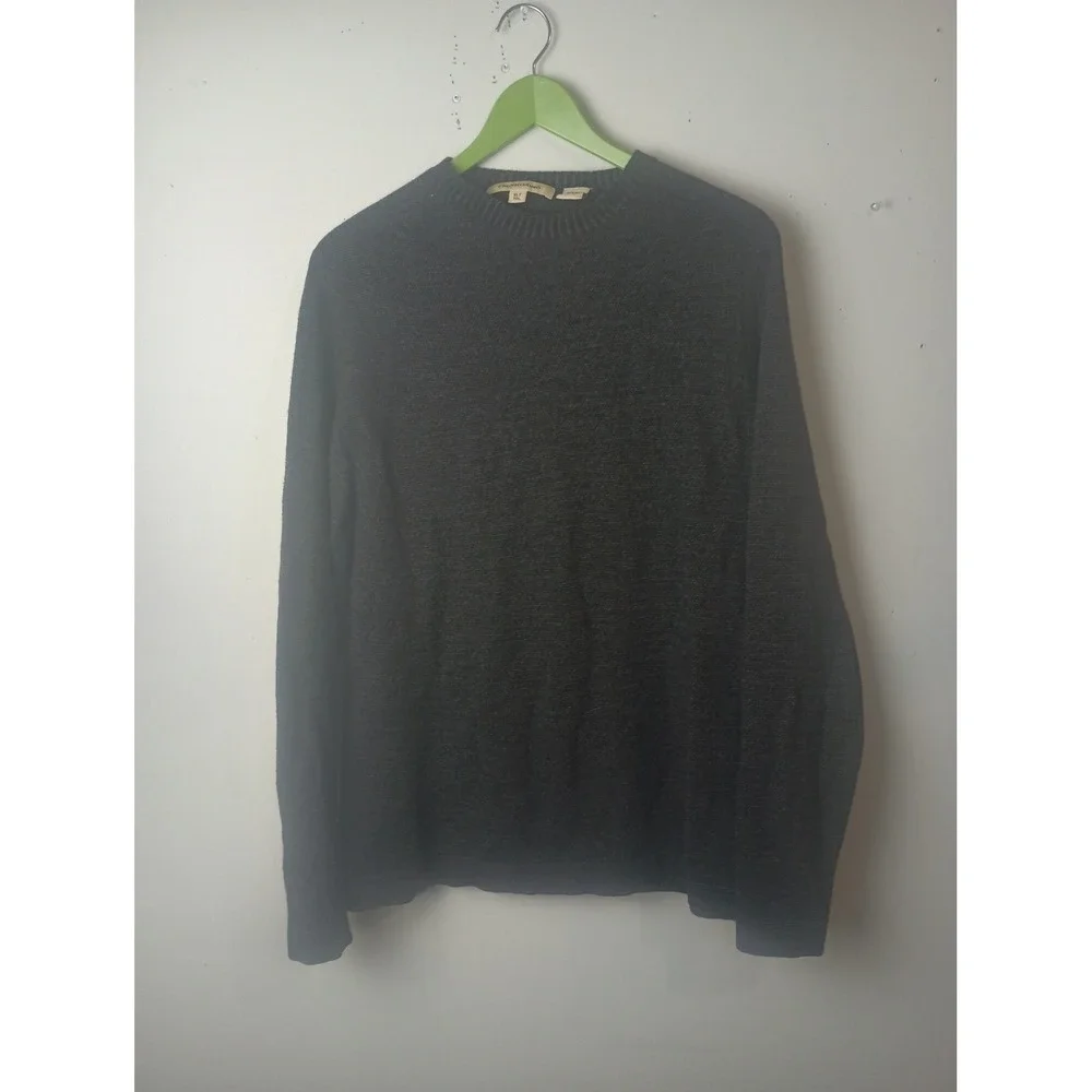 Pronto Uomo Mens XLT Extra Fine Merino Wool Crew Neck Sweater Charcoal Gray Tall